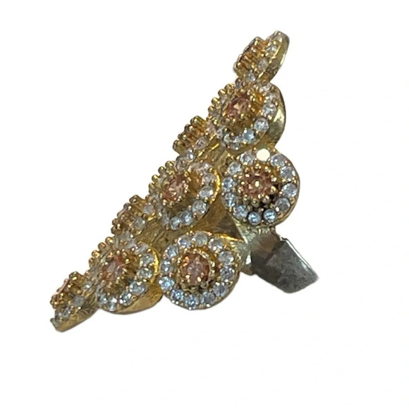 Rhinestone Sterling Silver Cocktail Ring - Picture 9 of 9